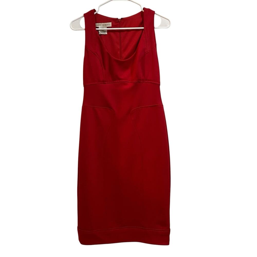 Maggy London Sheath Dress Women Sz 4 Midi Sleeveless Career Work Office Stretch